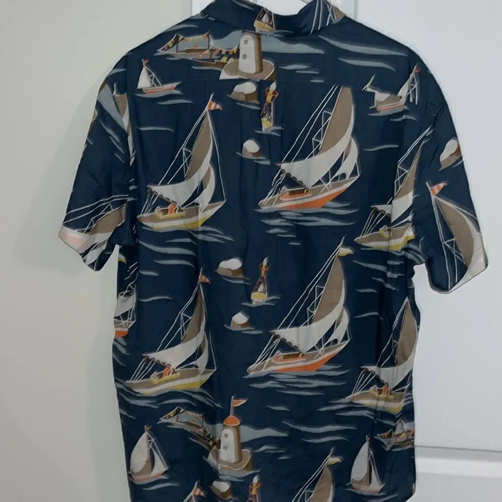 J. Crew SS summer sport big print boating sailboat sailing yacht club shirt XL